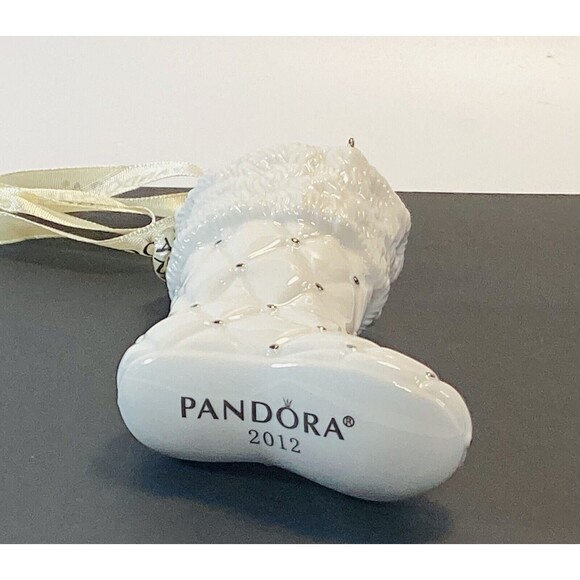 Pandora Porcelain Christmas Stocking Ornament 2012 With Ribbon Hanger 3.5in - Picture 3 of 5